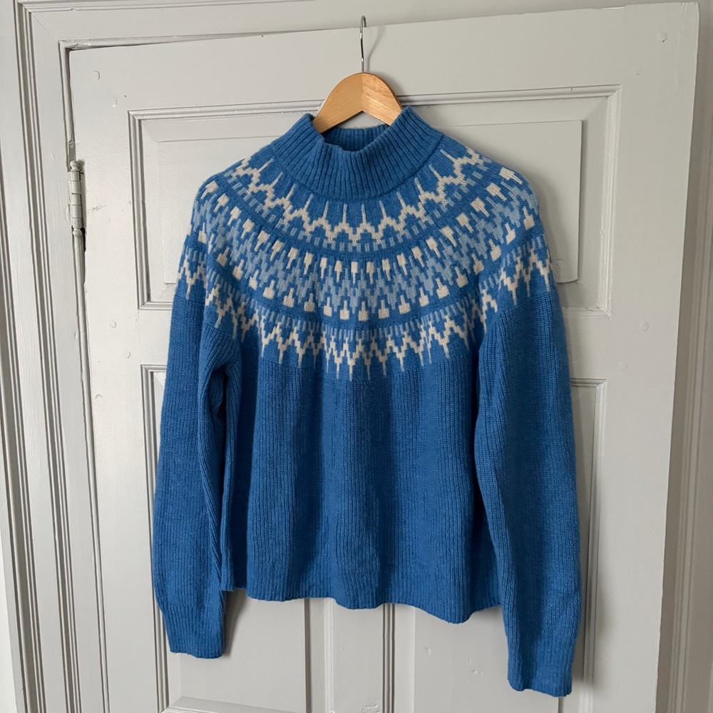 J. Crew Fair Isle Sweater in Blue and Cream - Picture 7 of 10